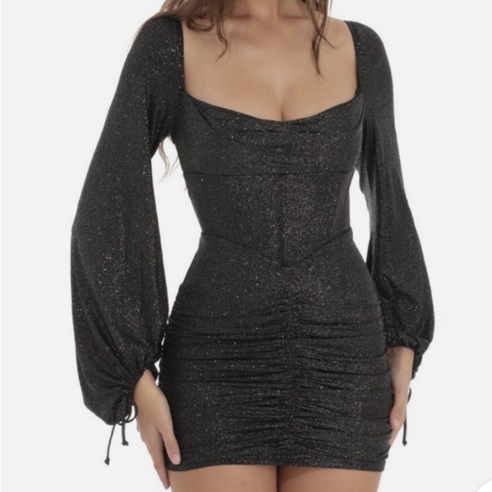 Lucy in the Sky Black Glitter Long Sleeve Dress